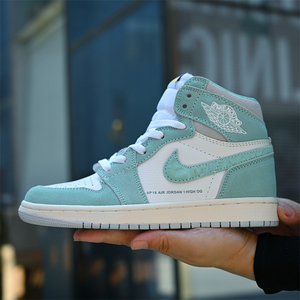 aj女鞋官网正品aj1蒂芙尼绿莆田正版空军一号麂皮高帮男鞋薄荷绿