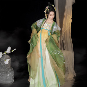 汉服女成人大袖衫古装汉元素中国风超仙飘逸绿色唐制诃子裙夏季款