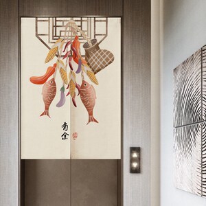 中式民俗富贵有余吉祥如意改善风水隔断帘子卧室厨房厕所布艺门帘