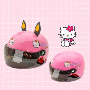 kt猫儿童头盔粉色女哈喽kitty安全帽凯蒂猫骑行帽keiti猫防护用品