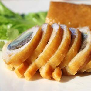 原汁原味福建闽南特产小吃彩蛋鸭皮卷皮蛋卷即食鸡皮卷酒店宴席特