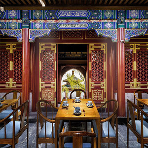 中式古代皇宫紫禁城故宫红墙纸屋檐古建筑屏风壁纸餐厅火锅店酒楼