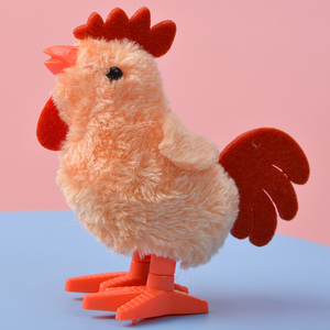 抖音发条公鸡仿真可爱跳跳小鸡上链会跑毛绒玩具男女宝宝儿童婴儿