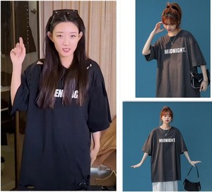 网红小伊伊同款衣服复古短袖女设计感oversize上衣夏季宽松t恤