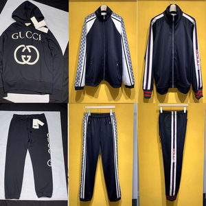 代购gucci古奇20秋冬新款双g字母刺绣休闲运动套装男女网红同款