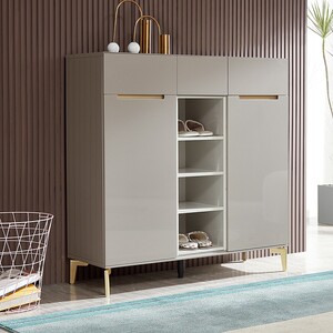 全友家居 现代轻奢鞋柜 入户鞋柜 半开放储物柜 多区分区储物立柜