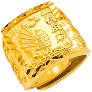 周大福星24k越南沙金999黄金戒指男士招财进宝福发财龙可调节指环