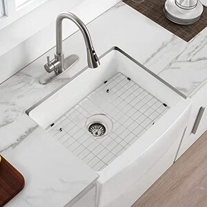 美式半嵌入前置陶瓷水槽洗菜盆厨房家用弧面大单槽farmhouse sink