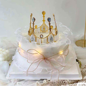 女王皇冠蛋糕装饰摆件成人儿童金色王冠生日公主网红新年蛋糕插件