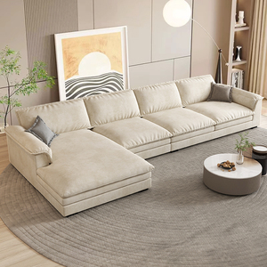 意式轻奢免洗科技布艺沙发客厅现代简约直排大小户型贵妃乳胶沙发