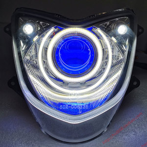 新品摩托车电动车爆改双光透镜w迅鹰大灯总成天使眼q5海5 led定制