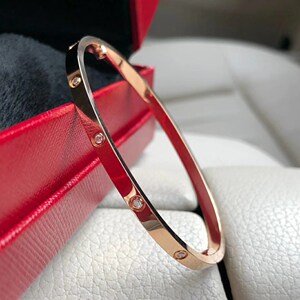 蒂芙尼tiffany卡家18k玫瑰金手镯窄宽版黄金白金镶钻满天星au750