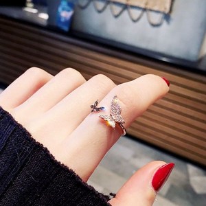 首饰调节圆圈学生手亲欣胖手爱心女孩开口可戒指细恋彩银戒指