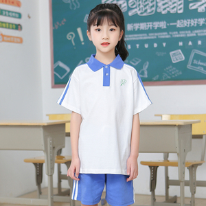 深圳市小学生校服正品统一女款短袖春夏季运动装上衣t恤纯棉包邮