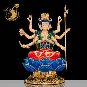 斗姆元君神像铜彩绘家用保平安供奉摆件圆明道姥天尊道教斗姥圆君