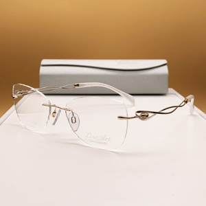 夏蒙charmant xl2147眼镜架 无框线钛 女商务镜框 近视可配镜片