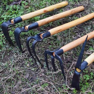 挖药小锄头农用春耕种菜挖笋种花园艺三齿耙赶海翻土工具木柄两用