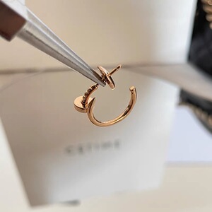 cartier卡地亚钉子耳钉18k玫瑰金无钻百搭男女通用情侣耳环