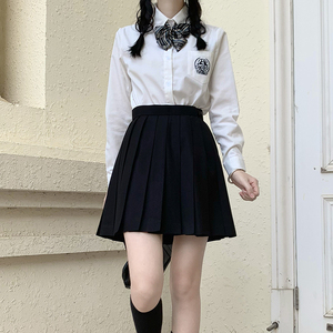 黑色纯色jk制服裙百褶裙女半身裙秋冬季2021新款39cm高腰a字显瘦