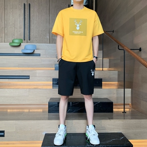 冰丝短衣短裤套装男士薄款潮流一套男土休闲二件套运动速干两件套