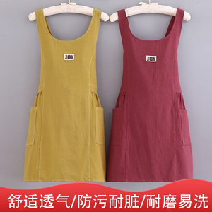 时尚棉布围裙女厨房家用做饭宽松交叉背带年轻洋气耐脏韩版工作服