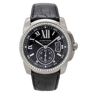 5新]卡地亚cartier卡利博系列自动机械男表后镶钻皮带手表