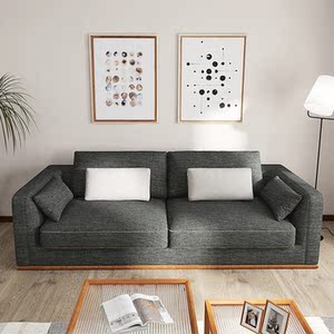 师梵北欧中古慵懒舒适棉麻面料意式极简星期天可拆洗一体沙发3606