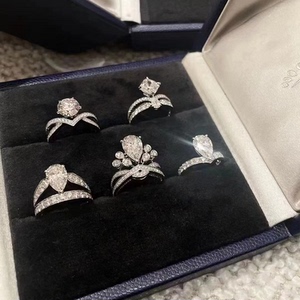 tiffany/蒂芙尼六爪钻戒18k玫瑰金白金皇冠满钻1克拉钻石戒指婚戒