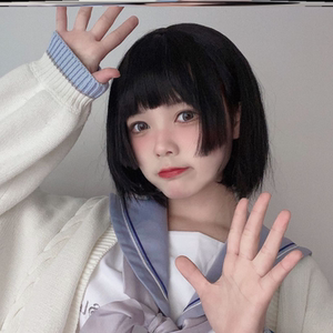 水母头假发公主切女可爱自然空气刘海姬发式二次元减龄短发全头套