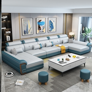 林氏世家现代科技布沙发简约客厅家具大小户型家用双贵妃u型布艺
