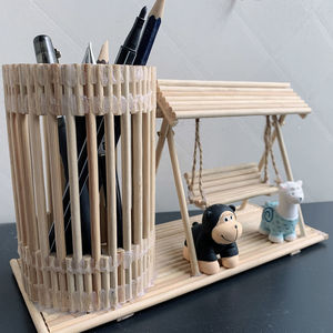 手工制作装饰品自己做雪糕棒diy材料包立体模型秋千笔筒儿童动手