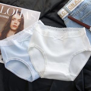 平脚内裤女裤日系纯白色内裤女纯棉抗菌中腰大码全棉少女生三角裤