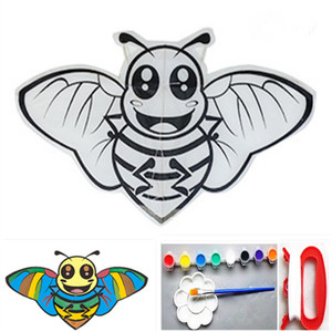 diy风筝材料包 儿童空白填色风筝手工作业 绘画涂鸦材料风筝 蜜蜂