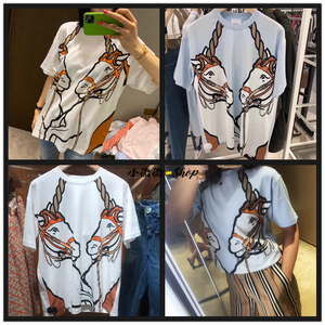 香港直邮代购burberry/巴宝莉夏独角兽战马印花短袖圆领t恤男女款