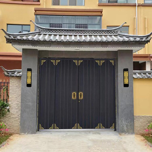 锦缔佳别墅纯铜门锌合金仿实木庭院对开门徽派中式四合院四开大门