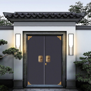 锌合金别墅大门纯铜对开门不锈钢双开四开子母门新中式徽派庭院门