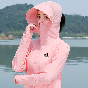 阿迪达斯夏季防晒衣女宽松超薄款透气防紫外线长袖防晒衫服外套潮