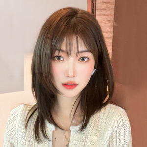 假发短发女自然全头套式2021年时尚新款中长仿真减龄锁骨发假发套