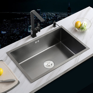 正品厨房水槽304不锈钢纳米单槽 嵌入式台下盆洗菜单盆黑色洗碗池