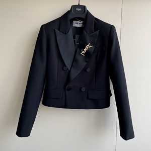 ysl圣罗兰购物狂英国21新款 女士西装领双排纽扣宽松西装 外套购物