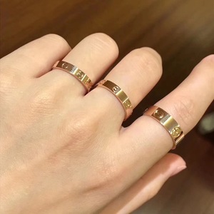 cartier卡地亚宽版戒指纯18k金镶钻满天星黑陶瓷钉子一圈半戒指