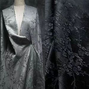 复古一枝梅花暗纹提花布料新中式时尚外套古风旗袍汉服做衣服面料