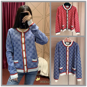 香港直邮代购gucci古驰新款字母双g提花logo开衫针织毛衣外套女