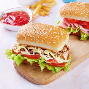 嘉顿长方形汉堡面包家庭装汉堡饼面包胚620g汉堡皮8*12cm芝麻汉堡