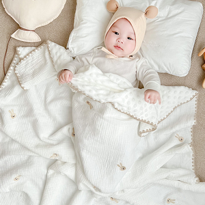 豆豆毯婴儿盖毯四季儿童幼儿园空调被新生宝宝安抚纱布毯薄夏凉被
