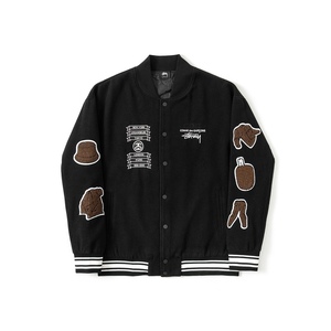 正确版stussy&cdg40周年联名夹克款日系高街宽松vibe风棒球服外套