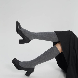 介于黑白之间|经典复古灰色小腿袜 薄款显瘦春夏袜子女外穿潮袜