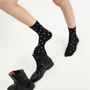 「分趾鞋的好朋友」个性分趾袜时髦袜子女ins潮黑白数字日系二趾