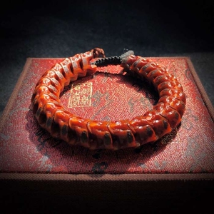 高档真蛇骨 包浆玉化 蜜蜡色 蛇骨手链 手串 文玩  男女 收藏级