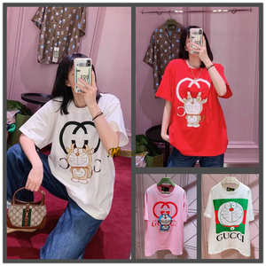 香港直邮代购gucci/古驰夏哆啦a梦系列叮当猫印花圆领短袖t恤男女